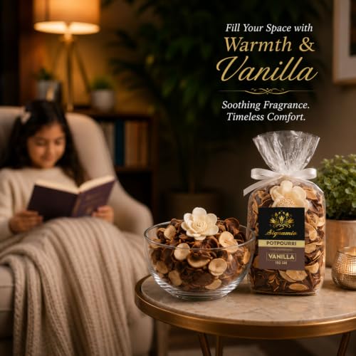 Image of SIGNAMIO Potpourri Flowers - Dry Flowers for Decoration, Scented Dry Flower Mix for Home Decor, Natural Fragrance, Floral Arrangement, Aromatic Bowl Filler, Gift Basket Filler - Vanila
