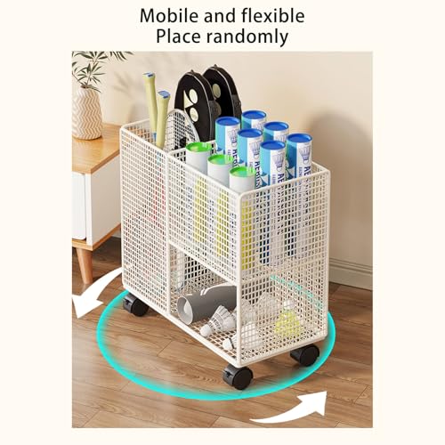 Carrito organizador con ruedas para 4-6 raquetas de bádminton miniatura 6