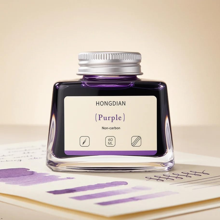 Image of HONGDIAN, Ink Bottle - Non Carbon | Purple | 60ml Premium Writing Ink.
