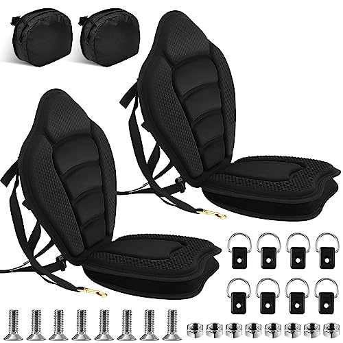 Lewtemi 2 Set Thicken Kayak Seat with Back Support Canoe Paddle Board Seat with Detachable Storage Bag Adjustable Sit on Top Paddleboard Cushion for Kayaking Canoeing Rafting (Black) by Lewtemi - Used condition - US$68.65