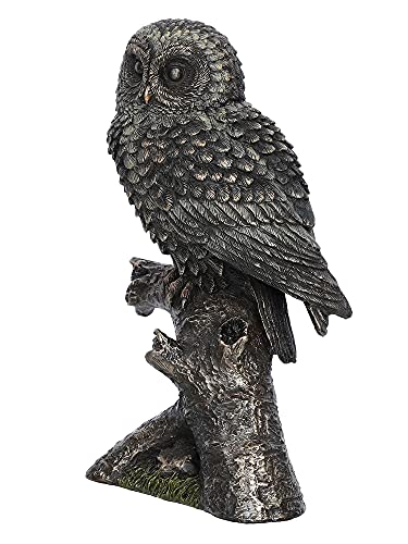 Image of eCraftIndia Carved Owl Sitting on Branch Cold Cast Bronze Resin Decorative Animal Figurine Showpiece, Black, One Size (UBKC144)