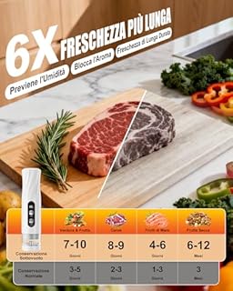 Babacom Macchina Sottovuoto Alimenti Portatile con Serbatoio Visibile, 60kPa Potente Vacuum Sealer, Sigillatura Auto con un Tocco e Modalità Impulso per Alimenti Delicati, 20 Sacchetti Riutilizzabili