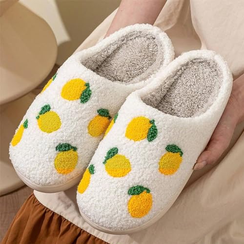 Image of LNERIP Animal Slippers Fruit Slippers Plant Slippers Various Cartoon Patterns Fluffy Soft Memory Foam Retro Indoor Outdoor Home Couple Shoes