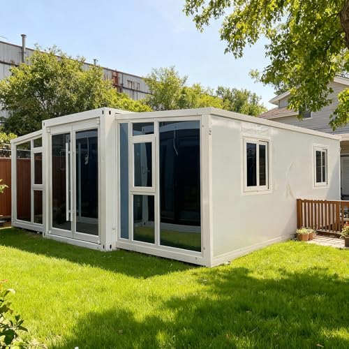Casita Personalizable prefabricada y con dormitorios Cocina y baño, de 37/56/74 m² Plegable Tiny House, Apta para Oficina y Vivienda