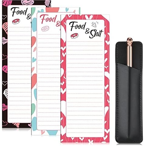 Valentine's Day Grocery List Notepads with Magnetic Pen Holder, 3 Pieces Magnetic Notepads for Refrigerator, Magnet Grocery Lists, Magnet Notepads, Magnetic to Do Lists for Fridge Kitchen Memo Meal Cover