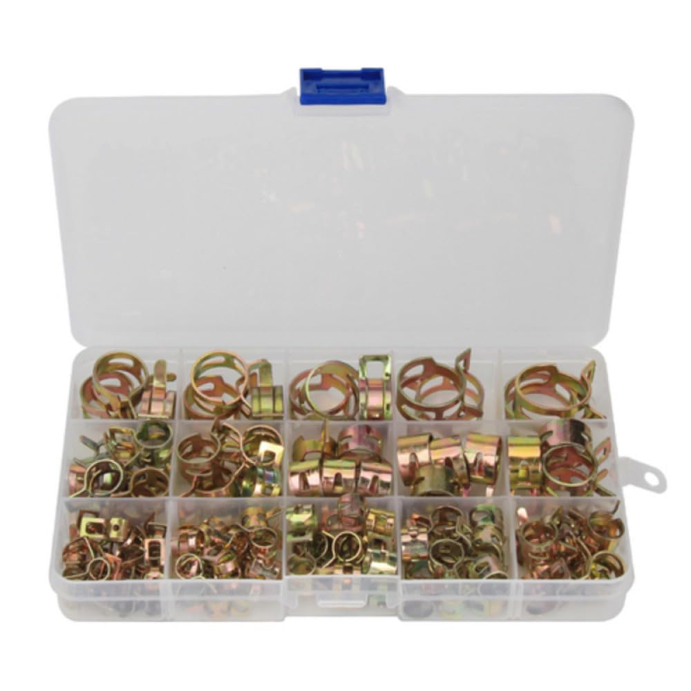 75/100/155 pezzi Kit di assortimento di morsetti a molla per autocarri, olio combustibile, acqua, tubo flessibile, morsetto per tubo(155pcs 6-22mm)