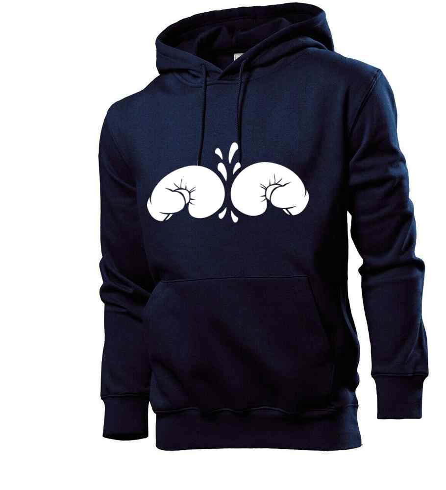 de - Felpa con cappuccio e guantoni da boxe, da uomo blu navy M