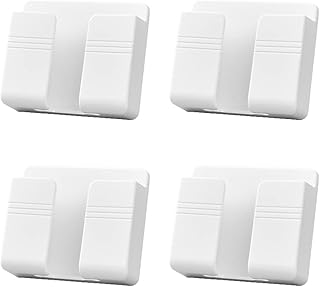 حامل هاتف على الحائط من ميتش بونج، 4 قطع حامل هاتف على الحائط مع لاصق، حامل شاحن الهاتف، قاعدة شحن خالية من التلف، صندوق تخزين للتحكم عن بعد لغرفة النوم والمطبخ والحمام والمكتب والمزيد