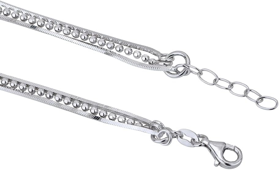 Vanbelle Sterling Silver Jewelry - Rhodium Plated with 925 Stamp - Beaded & Multi Layered Anklet - Stylish Elegant Beautifully Designed for Women - 9" Long + 1" Extender - Image 3
