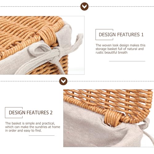 Cesta rectangular de mimbre con tapa y forro SECFOU para ropa 8