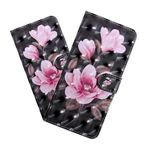 QIVSTARS Samsung Galaxy Note 10 Plus Preium Cute 3D PU Leather Phone Case Luxury Wallet Protector Magnetic Folio Flip Protective Phone case for Samsung Galaxy Note 10 Pro Three Flower BX