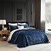 Homzard Velvet Quilt Set Queen Size Bedding Set, Blue Queen Size Comforter Set,Navy Blue Bedspreads, Luxurious Plush Bedding Sets，Soft Lightweight for All Season