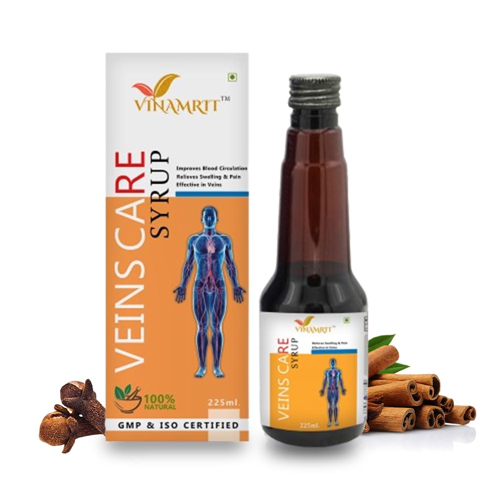 Vinamrit Veins Care Syrup: Ayurvedic Relief for Varicose Veins | Targets Root Cause, Reduces Cramps, Pain, and Swelling - 225 ML (B0D6YXTHTD) Amazon Price History, Amazon Price Tracker