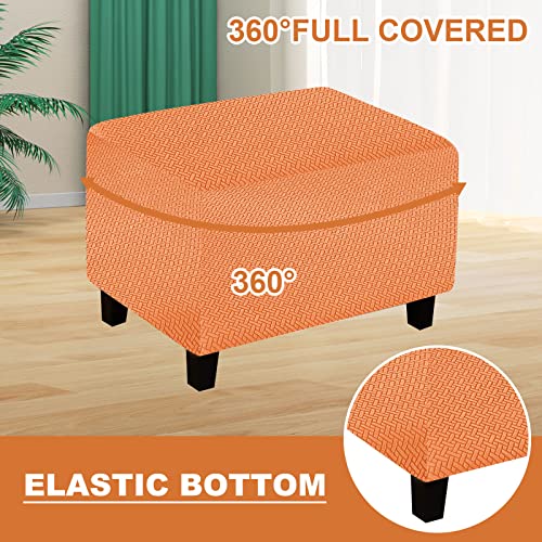 2023 New Wear-Resistant Sofa Ottoman Cover, Stretch Rectangle Ottoman Slipcovers, Foot Stool Slipcover, Removable Footrest Stool Covers, Folding Storage Stool Furniture Protector(Weave Orange,L) #TOP1