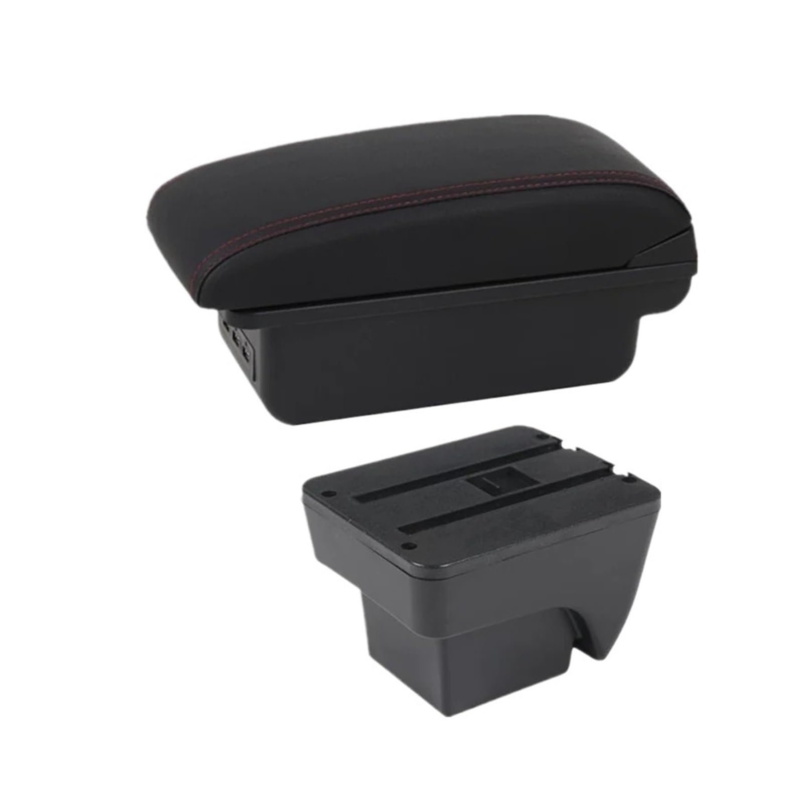 UMDJJU For Seat For ARONA For Ibiza 6L 6J 2017-2025 Armrest Box Car Auto Storage Retrofit Interior Accessories Car Centre Console Armrest Box(B1 red line 3USB)