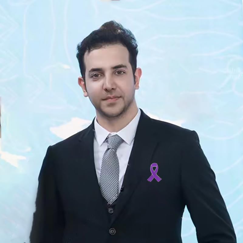 50 Pcs Purple Ribbon Pins Domestic Violence Awareness brooches Alzheimer’s Awareness, Epilepsy, Pancreatic Cancer, Lupus Awareness Lapel Pin4