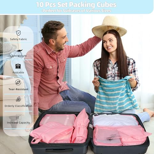 10 Pcs Set Packing Cubes - Travel Packing Organizers, Expandable Suitcase Organizer, Luggage Organizer Bags - Image 3