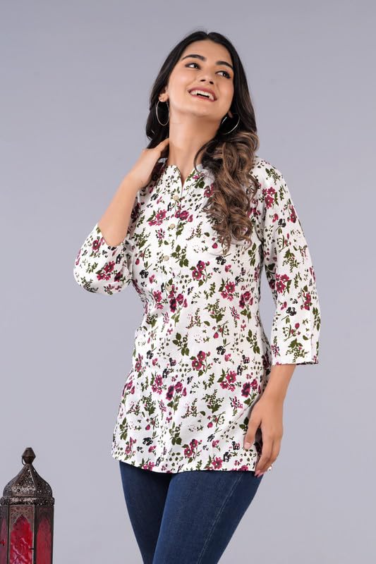 Image of Jikonet Women's Printed Rayon Straight Short Kurti
