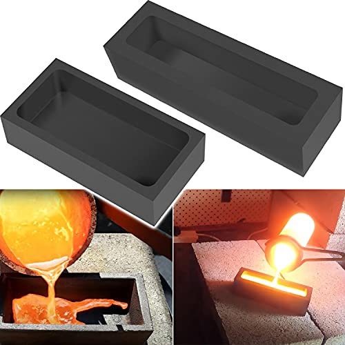 2 Pieces 1+2 KG Gold Silver Graphite Ingot Molds Crucible Mould for Melting Casting Refining Gold Silver Iron Aluminum Copper Brass Metal