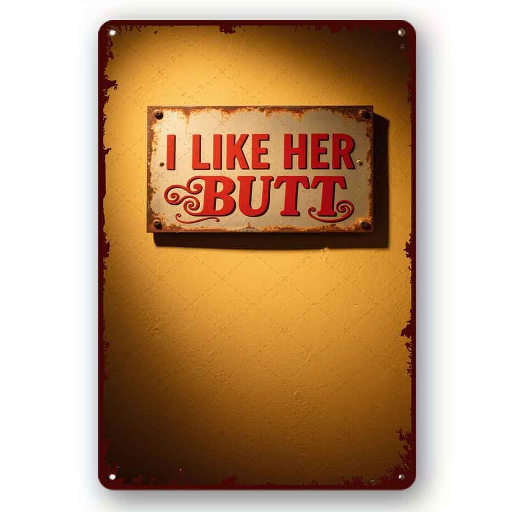 peiyeety I like Her Butt Tin Sign Farmhouse Style Farmhouse Decor Sign Gift for Her Beard Butt Metal Plaque Sign 8x12 Inch