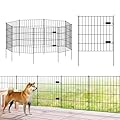 FOREHOGAR Metal Garden Fence with Gate 28in (H) x 18.7ft (L), 1 Gate + 7 Panels Dog Fence Border Fence Animal Barrier, No Dig Garden Fencing for Yard Flower Bed Lawn Patio Outdoor, PIN28288G Black