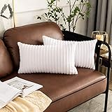 UGASA Pack of 2, Velvet Pillow Covers Striped, Soft Textured Throw Cushion Case Set, Accent Corduroy