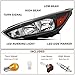 REINKO LED DRL Headlights Assembly (ST Style) Compatible with 2015 2016 2017 2018 Ford Focus W/Bulbs Black w/Amber Headlamp Assy. 1x Pair
