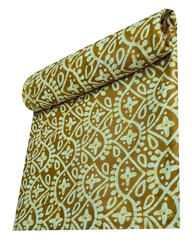 Image of 2 Meter Hand Block Indian Cotton Unstitched Jaipuri Handmade Digital Printed Fabric Material for Women Kurta /Blouse /Palazzos /Piece Material for Women's (Tan)