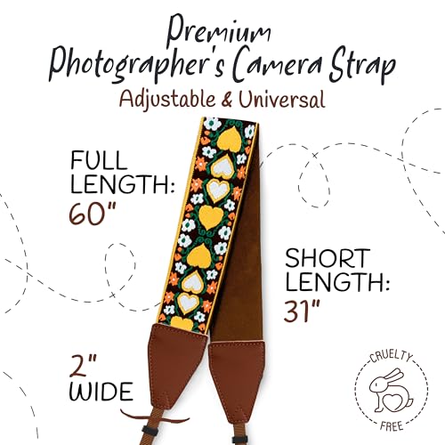 image for Art Tribute Camera Strap for DSLR Cameras, Woven Webbing Heart Design 