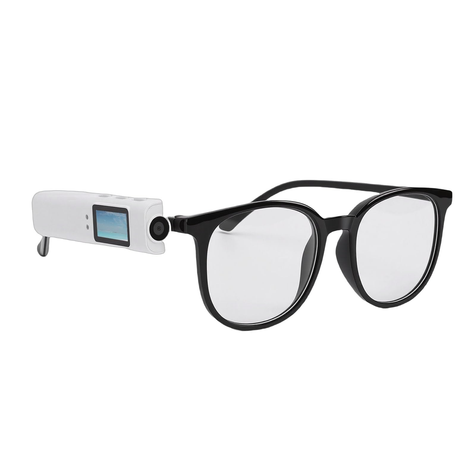 Tosuny Brille Sportkamera, 2,7K HD 110° Weitwinkel-FPV-Kamera mit 2-Achsen-Stabilisierung, 2,4 cm Display, WiFi-App für Radfahren, Wandern, Reisen, Haustierspaziergänge, Weiß