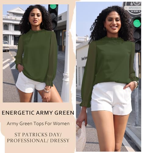 Image of Aifer Womens Blouses Dressy Casual Business Work Shirts Mock Neck Tops