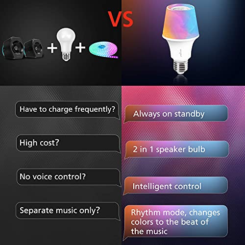 Image of Sengled Solo RGBW Bluetooth Light Bulb Speaker Multi Color Changing LED Light Bulb 60W Equivalent Dimmable App Controlled E26 Smart Music Bulb, Compatible with Alexa via Bluetooth Connection