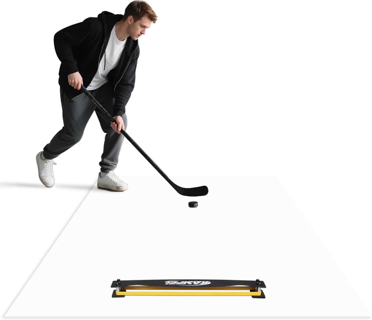 kasifei Portable Roll-Up Hockey Shooting Pad with Rebounder, Large 4.5 Foot x 10 Foot Size Professional Hockey Training Equipment for Shooting, Passing and Stickhandling