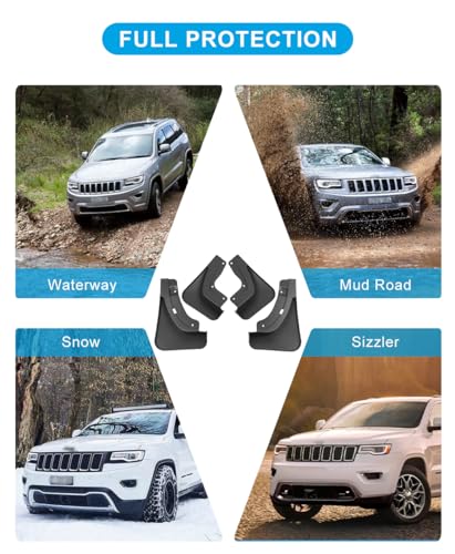 Image of Mud Flaps for Jeep Grand Cherokee L Accessories 2022-2024, Black, No Drill, All Weather, Front & Rear 4pc Set