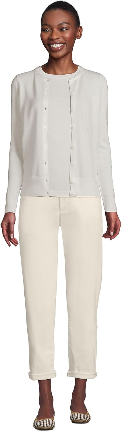 Lands' End Women's Fine Gauge Cotton Cardigan Sweater