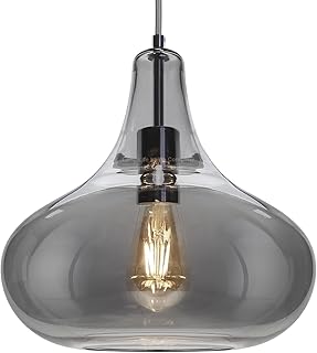 Modern Tear Drop Dome Glass Pendant Light Shade Grey Smoked Chrome Ceiling Lamp Holder M0240