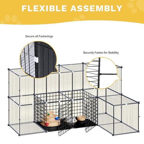 Image of DWVO 4 Tiers Large Cat Enclosure with DIY Storage Cube, Large Cat Cage, Indoor Catio Playpen with Hammock