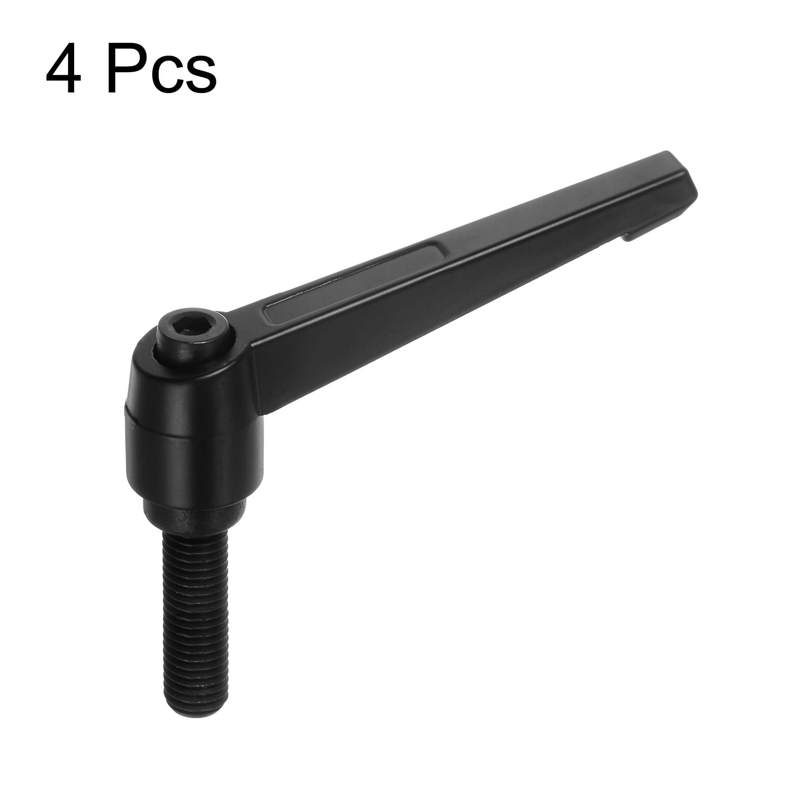 QUARKZMAN 4uds Ajustable Sujeción Palanca Manijas M12 x 60mm Macho Rosca Perno Perillas Giratorio Tornillo Bloqueo Rápida Liberación Trinquete Pulsador Botón Mango, Negro