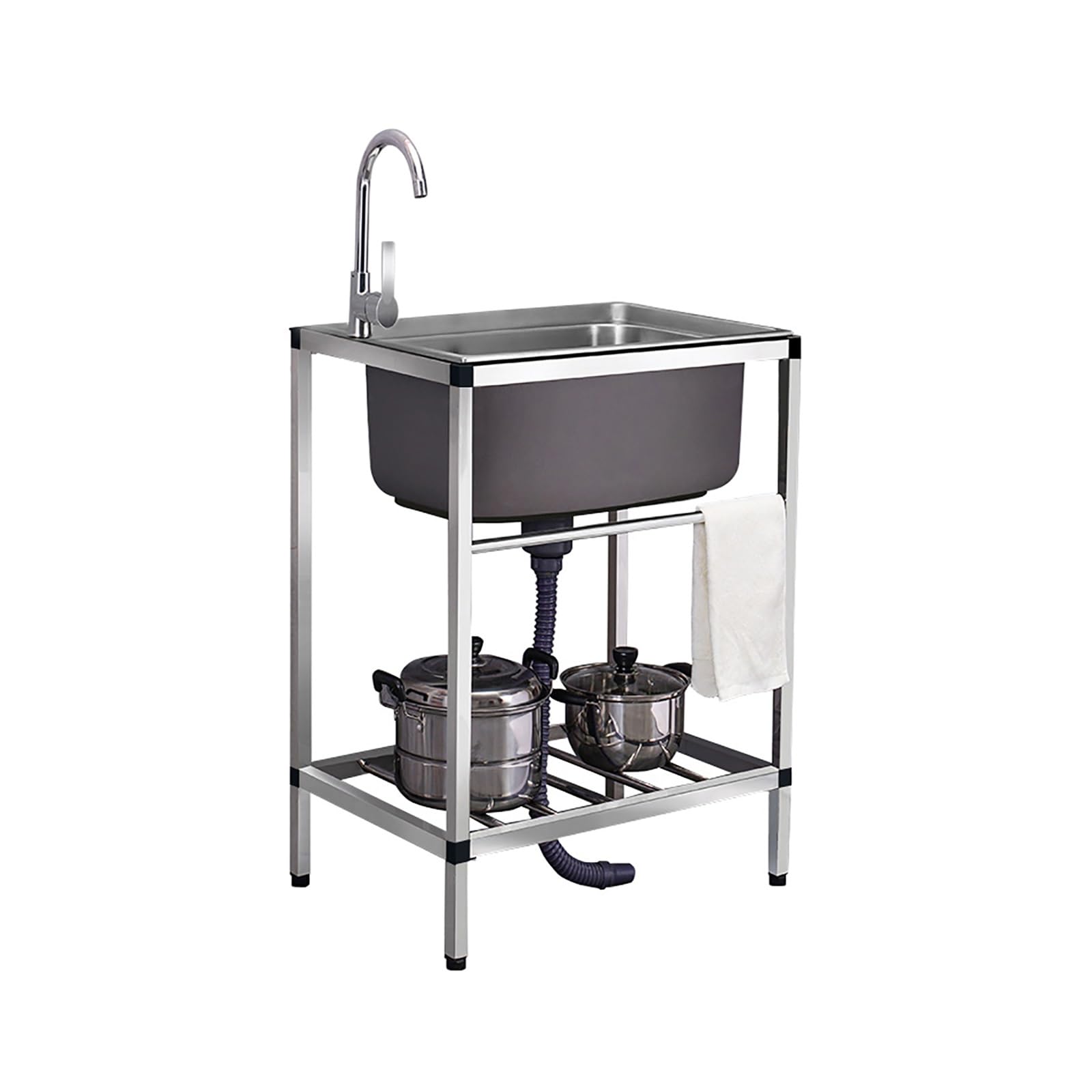 Lavello da Cucina,lavello Commerciale in Acciaio Inox,Vasca Singola,Indipendente,con Rubinetto,scolapiatti,1 Scomparto per Garage,Ristorante,Cucina,Lavanderia,Interno ed Esterno