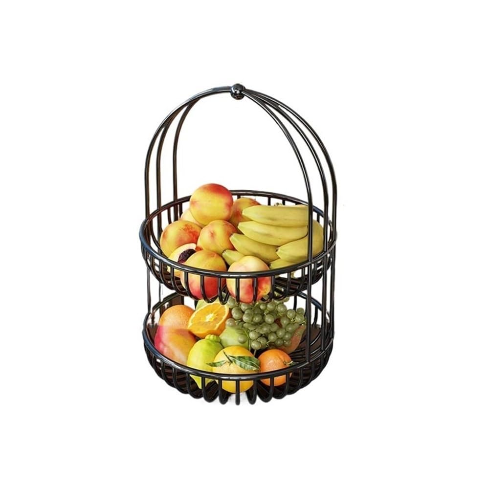 Fzl02068lm Black Fruit Bowl Fruit Racks Basket Coffee Table Snack Organiser Keeps Fruits And Vegs Fresh Versatile(,Large)