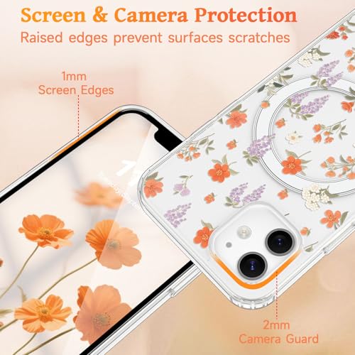 Protection iPhone 11 transparente Magsafe avec étui rigide à fleurs - 4