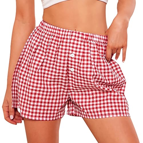 Image of PRETTYGARDEN Womens Summer Gingham Boxer Shorts