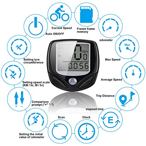 2 Pack Multi-Functions Bicycle Speedometer Wireless Bike Odometer Waterproof Cycle Computer with LCD Display for Outdoor Cycling Real-time Speed Tracking
