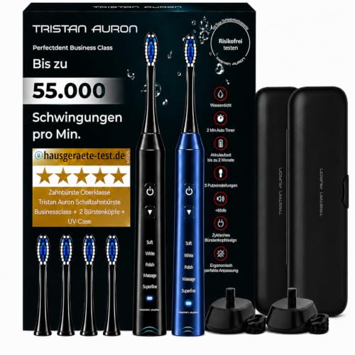 Elektrische Schallzahnbürste 55000 VPM, risikofrei 100 Tage testen, Tristan Auron Business Class...