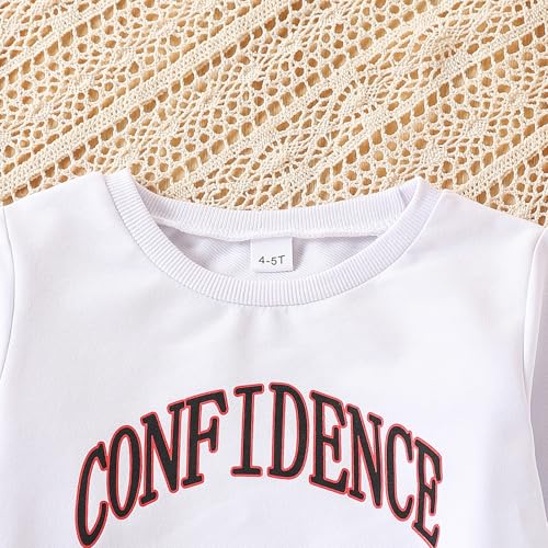 Image of Kids Toddler Girl Clothes Heart Letter Print Long-sleeved round collar top+Letter Print Pants Outfits Set