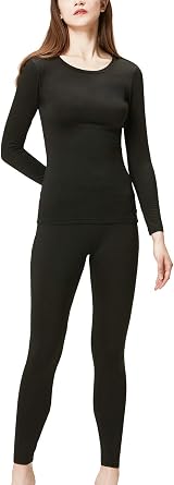 DEVOPS Women Thermal Underwear Long Johns Fleece Set | Base Layer Top Bottom, Ultra-Soft Fleece Lined, 4-Way Stretch Snug Fit,Cold weather