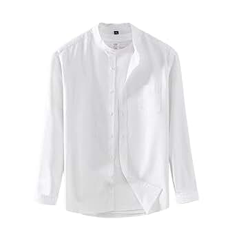 Amazon.com: Men's Pure Cotton Stand Collar Oxford Spun Long