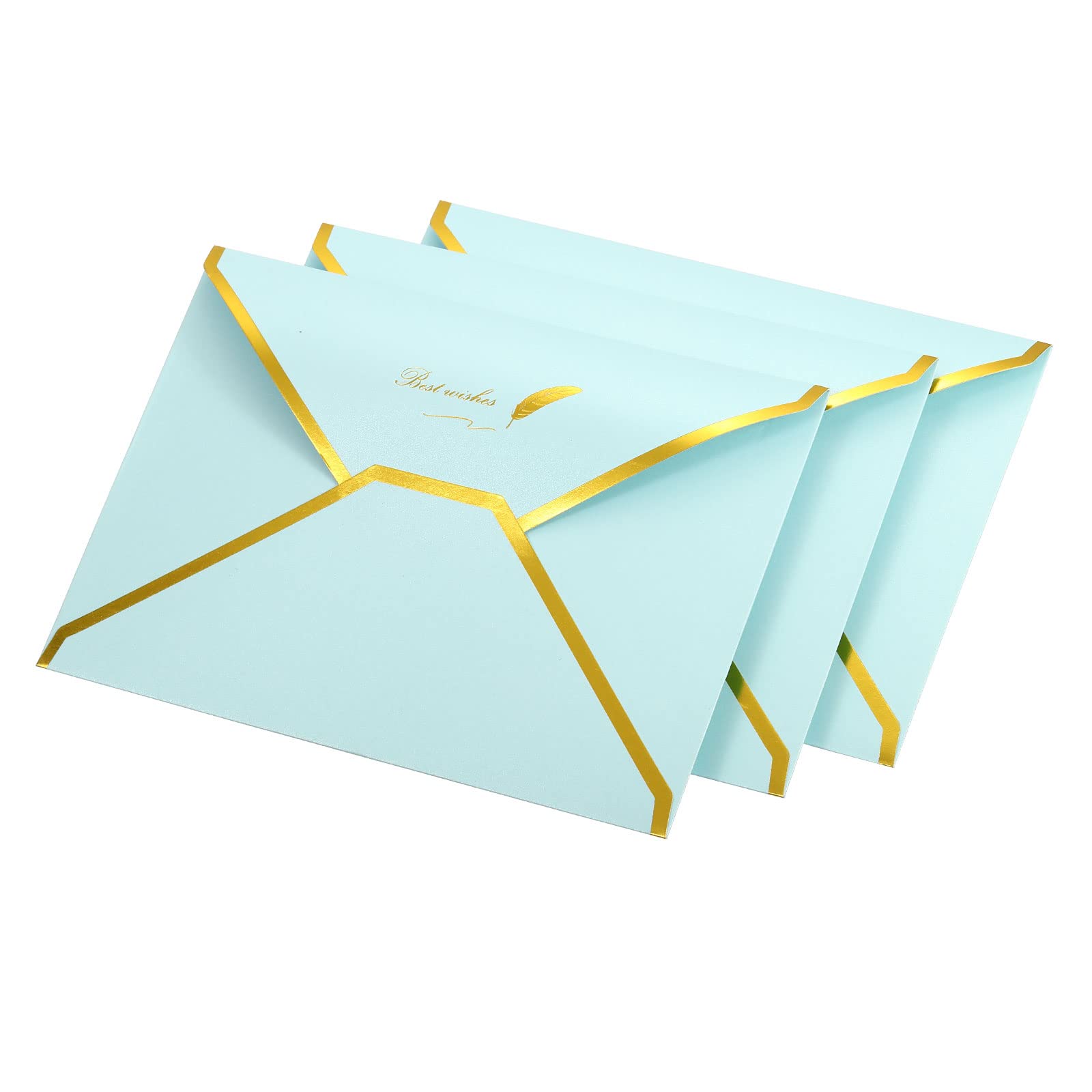 YOKIVE 20 Paquete Tarjeta Regalo Sobres, V Solapa Aluminio Borde | Mini Lujo Correo Sobre, Excelente para Invitaciones Bodas Cumpleaños(Cielo Azul)