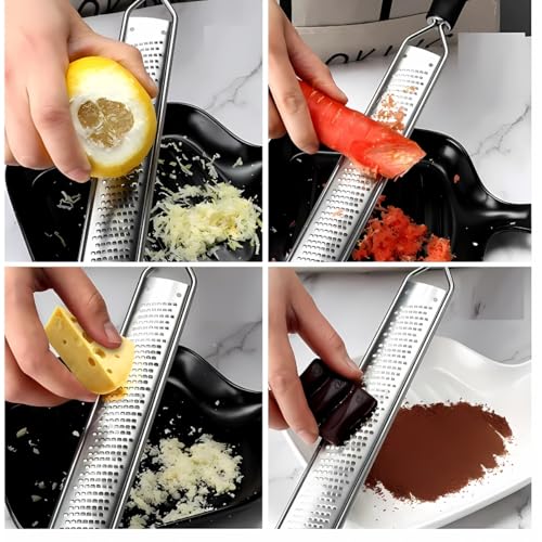 Kit Ralador Multiuso Zester com Lâminas Finas e Grossa Ideal para Queijos, Frutas e Chocolate Alta P