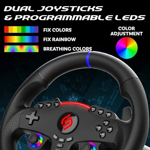 Image of SUBSONIC - Superdrive 270 GT5 Racing Wheel for PS5 and PC - Black | Steering Wheel, Dual Joysticks, Pedals, Gear Shifter for GTA 6 & Farming Simulator - Vibration, Diameter 27 cm, Rotation 270